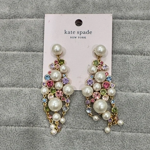 Kate Spade Pearl and Jewel Cluster Earrings - Picture 1 of 2